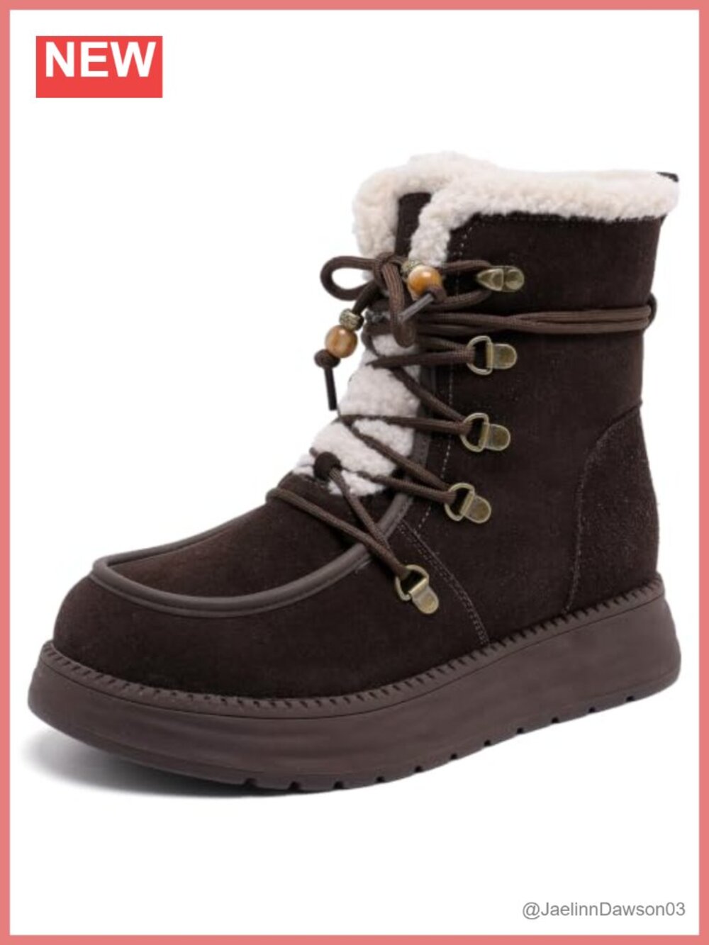 Ankle Winter Boots Women Fleece Lined Non-Slip Suede Outdoor Hiking